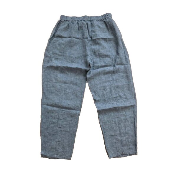 Eileen Fisher Pants Organic Linen Pull On Elastic Waist Soft Grey Pet S A001221 - Picture 2 of 11
